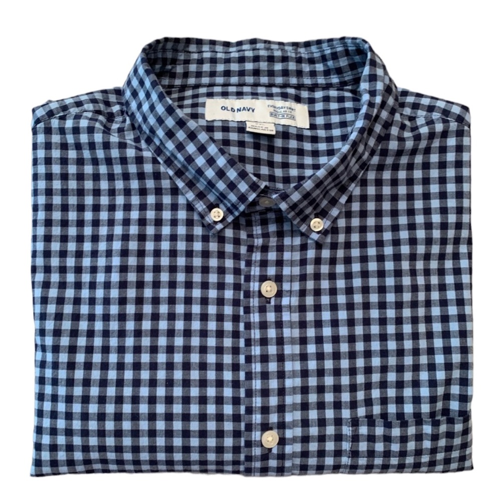 Old Navy Long-Sleeved Casual Blue Plaid Button Down size XXL
